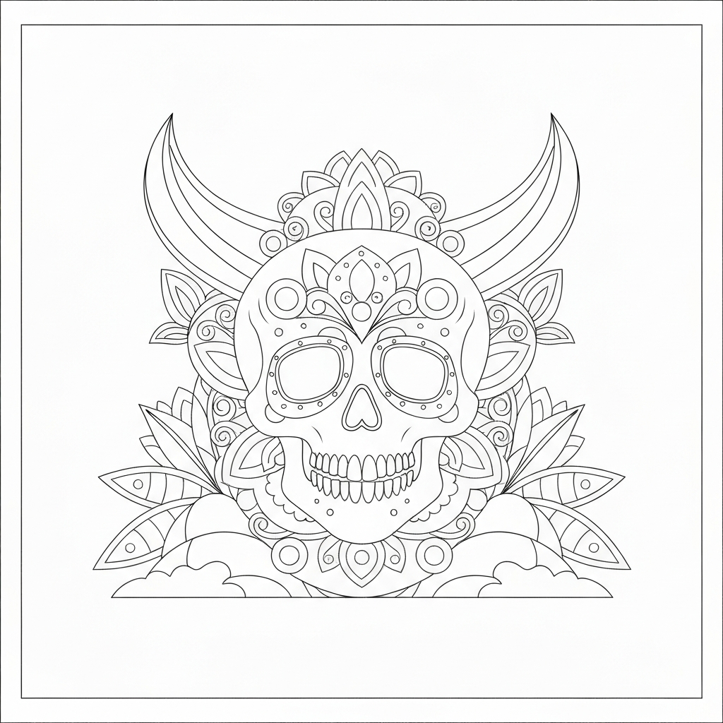 skull mandala coloring page