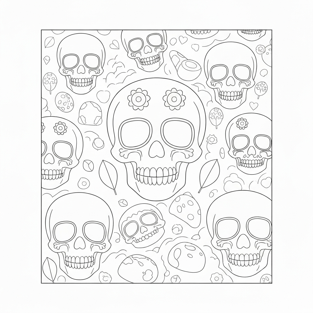 skull pattern coloring page