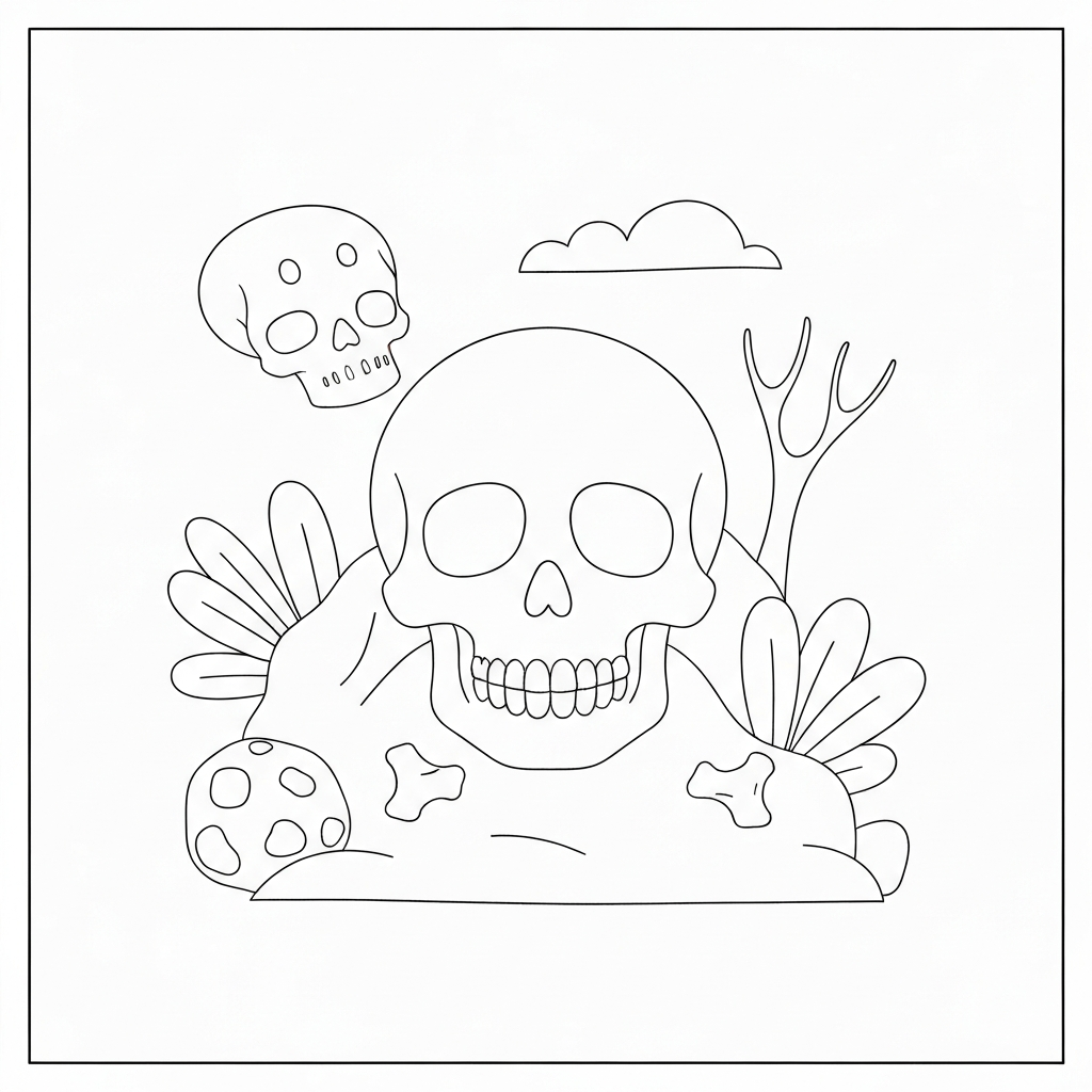 skull simple coloring page