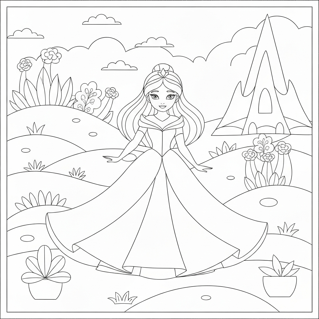 眠れる森の美女のかわいいぬりえページ