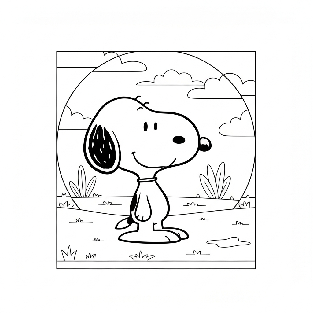 snoopy abstract coloring page