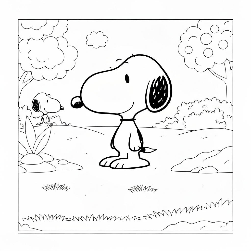 snoopy cartoon coloring page