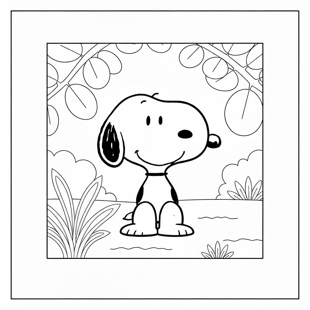snoopy cute coloring page