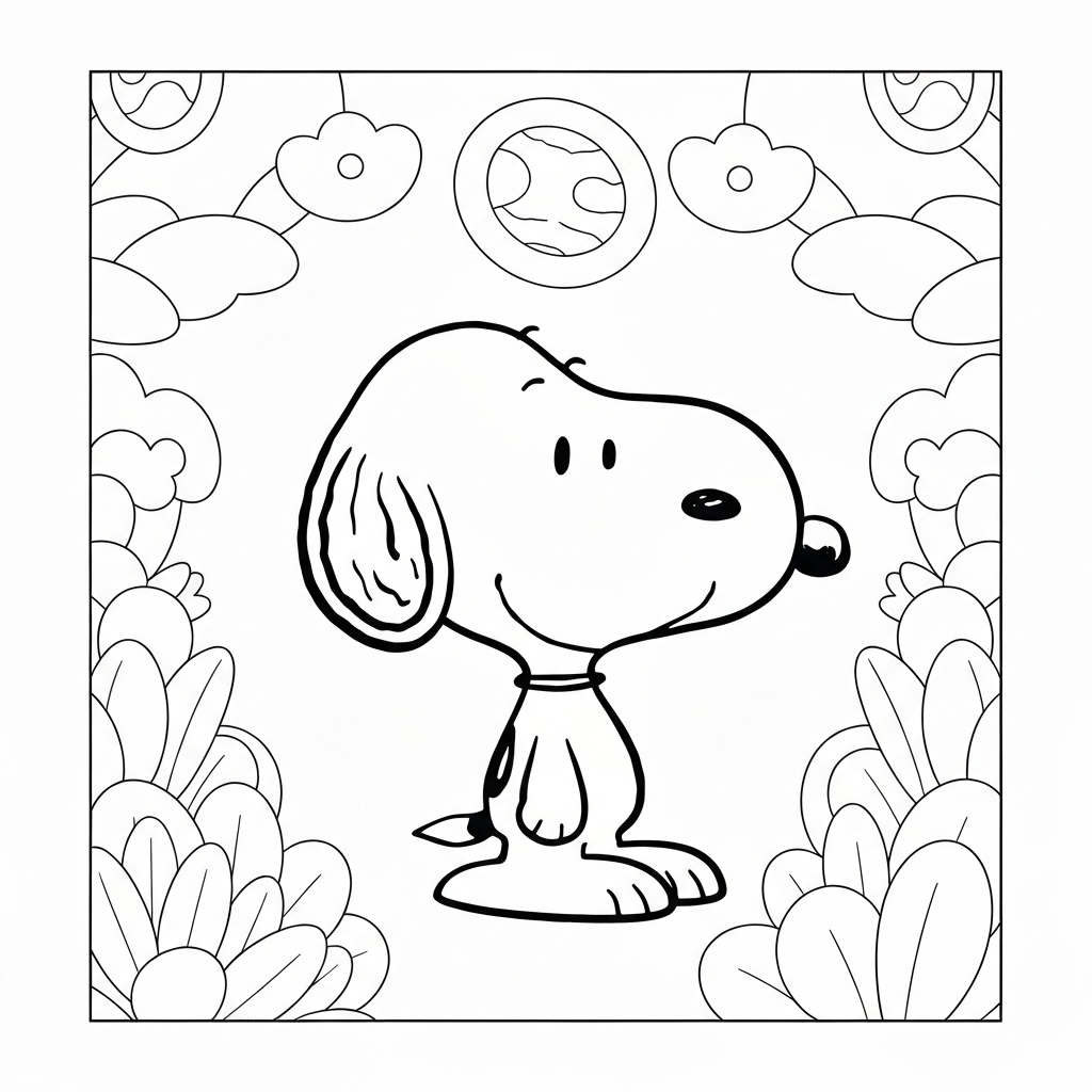 snoopy decorative coloring page