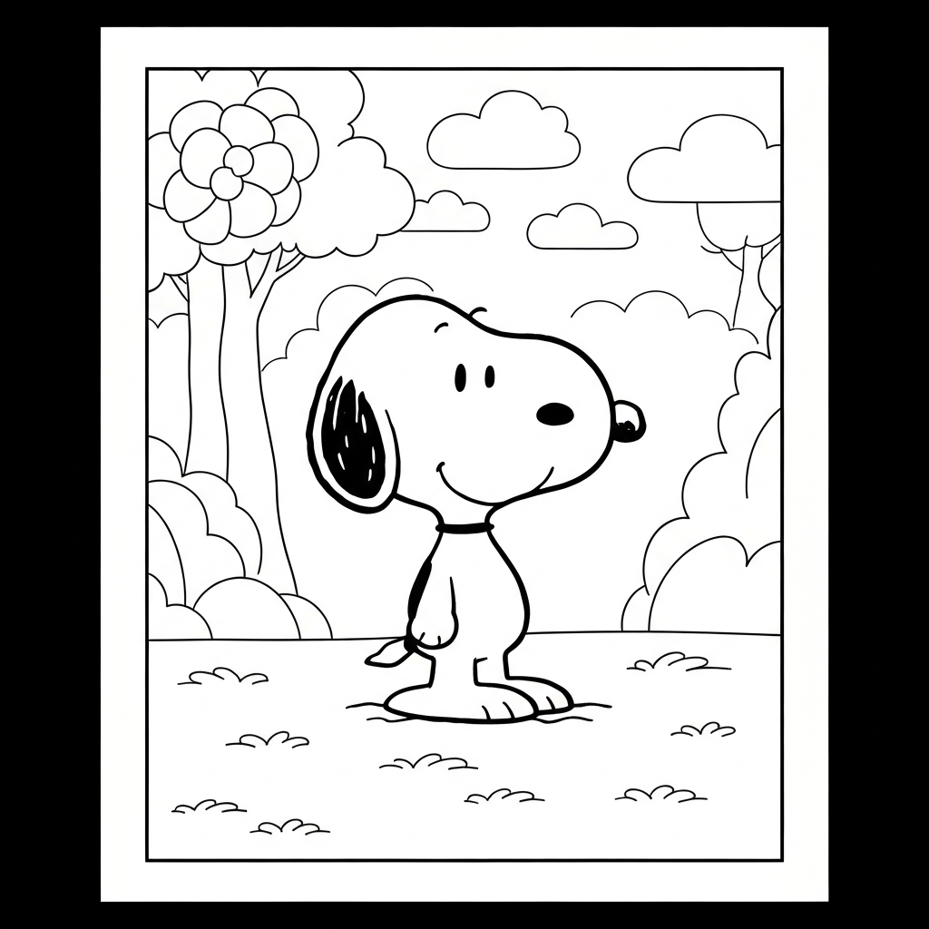 snoopy easy coloring page