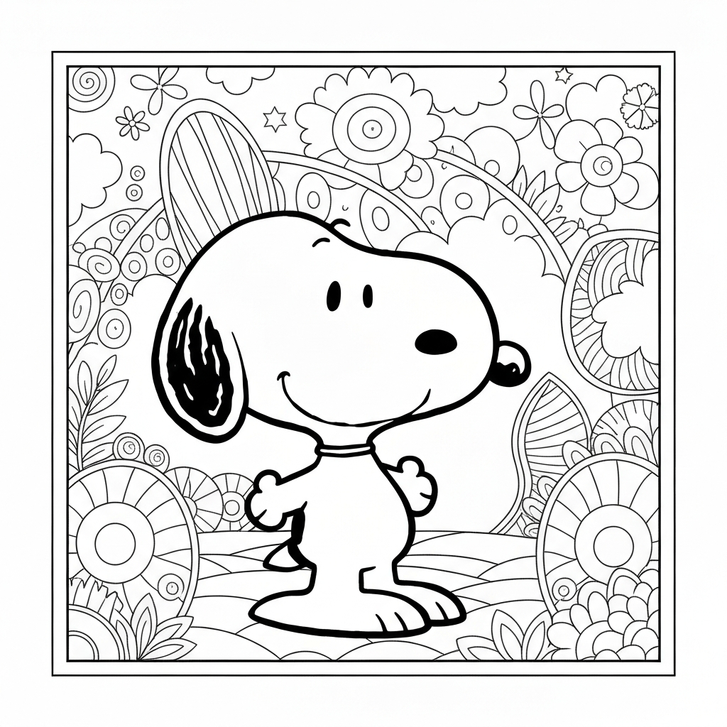 snoopy mandala coloring page