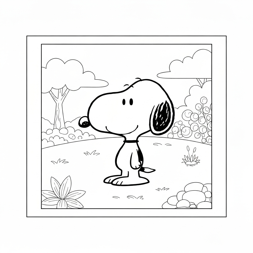 snoopy simple coloring page