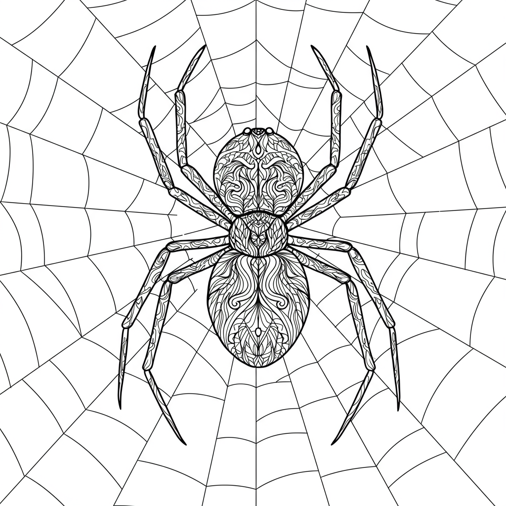 dibujo para colorear de araña abstracta