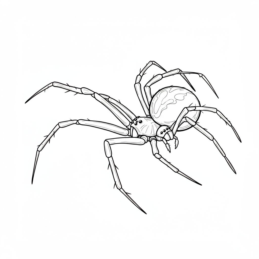 dibujo para colorear de araña en acción
