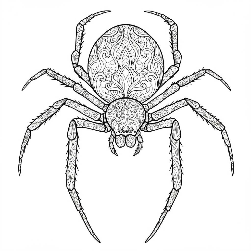 dibujo para colorear de araña decorativa