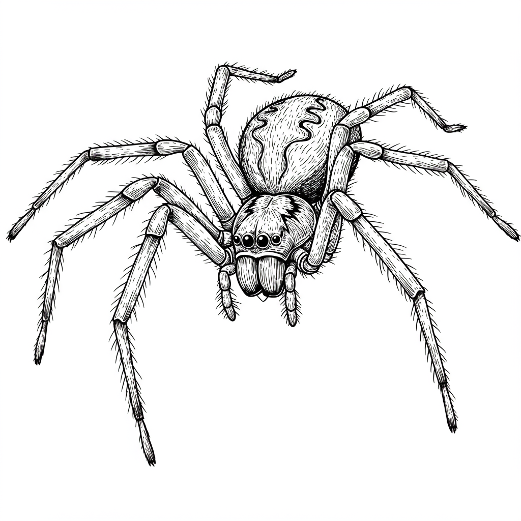 dibujo para colorear de araña detallada