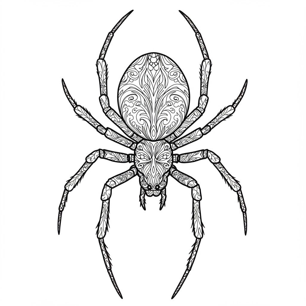 dibujo para colorear de araña con patrones