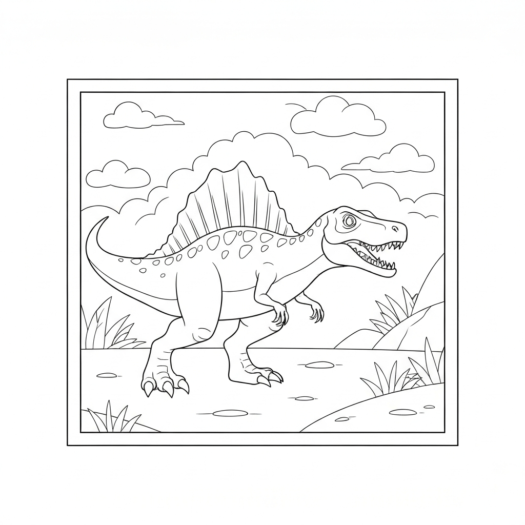 spinosaurus action coloring page