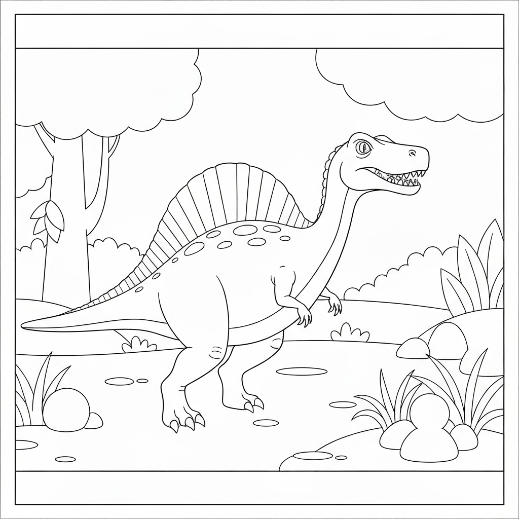 spinosaurus cartoon coloring page