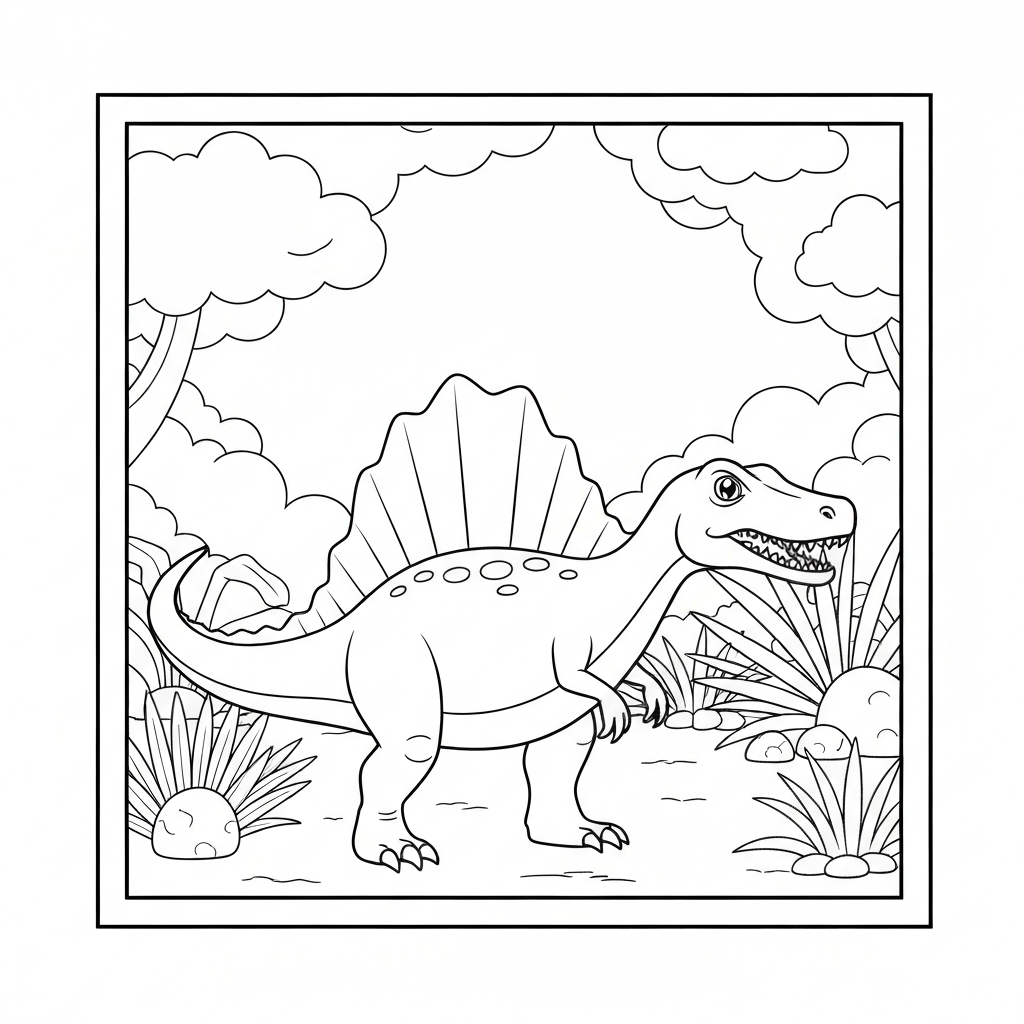 spinosaurus cute coloring page