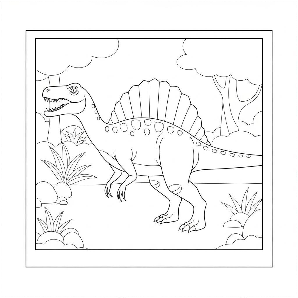 spinosaurus educational coloring page