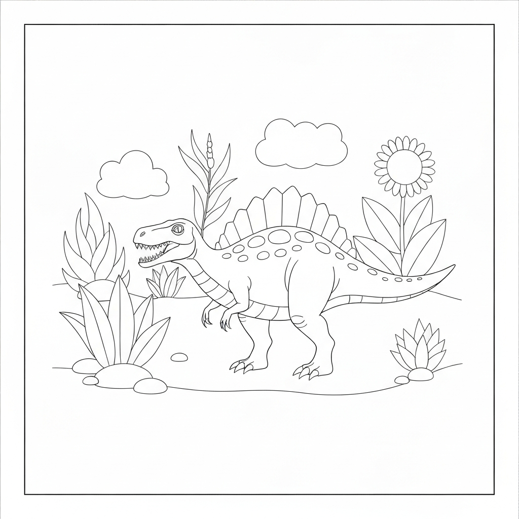 spinosaurus flowers coloring page