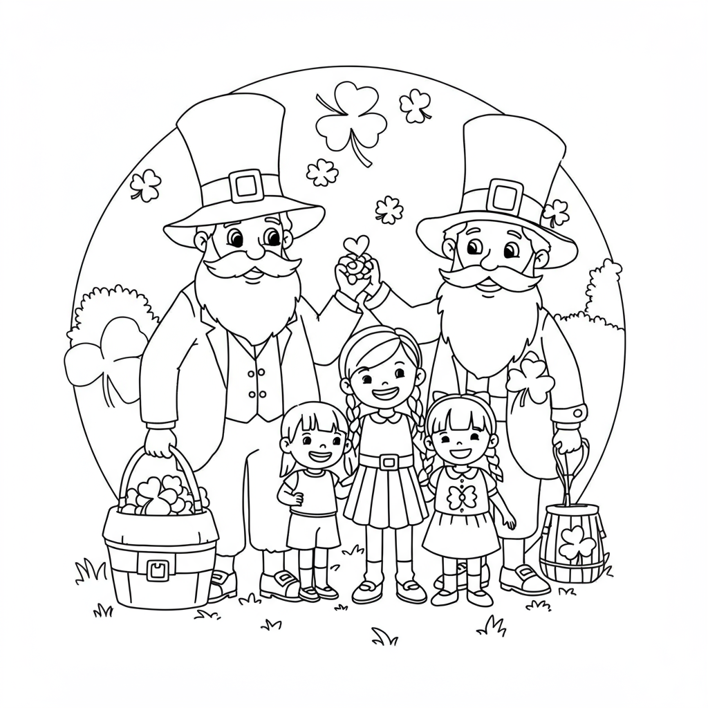 st patrick day family coloring page