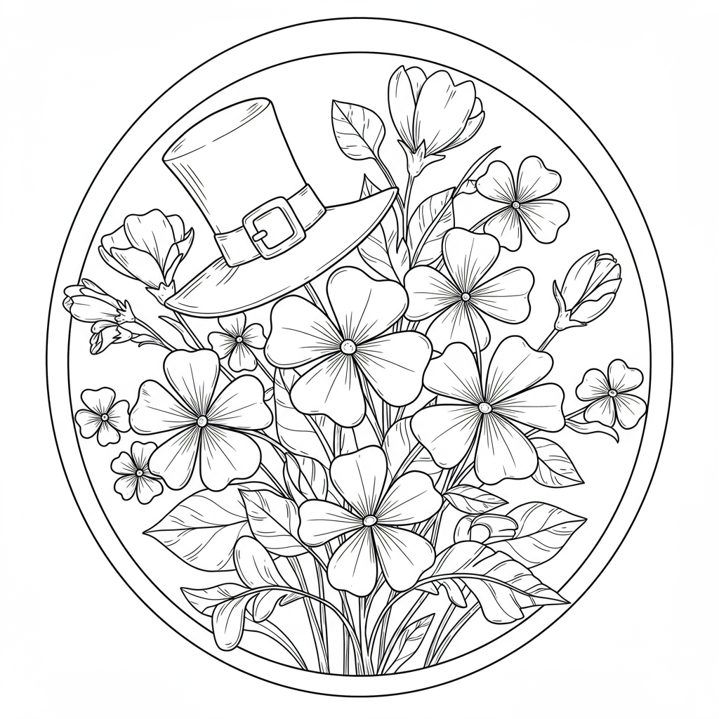 st patrick day flowers coloring page