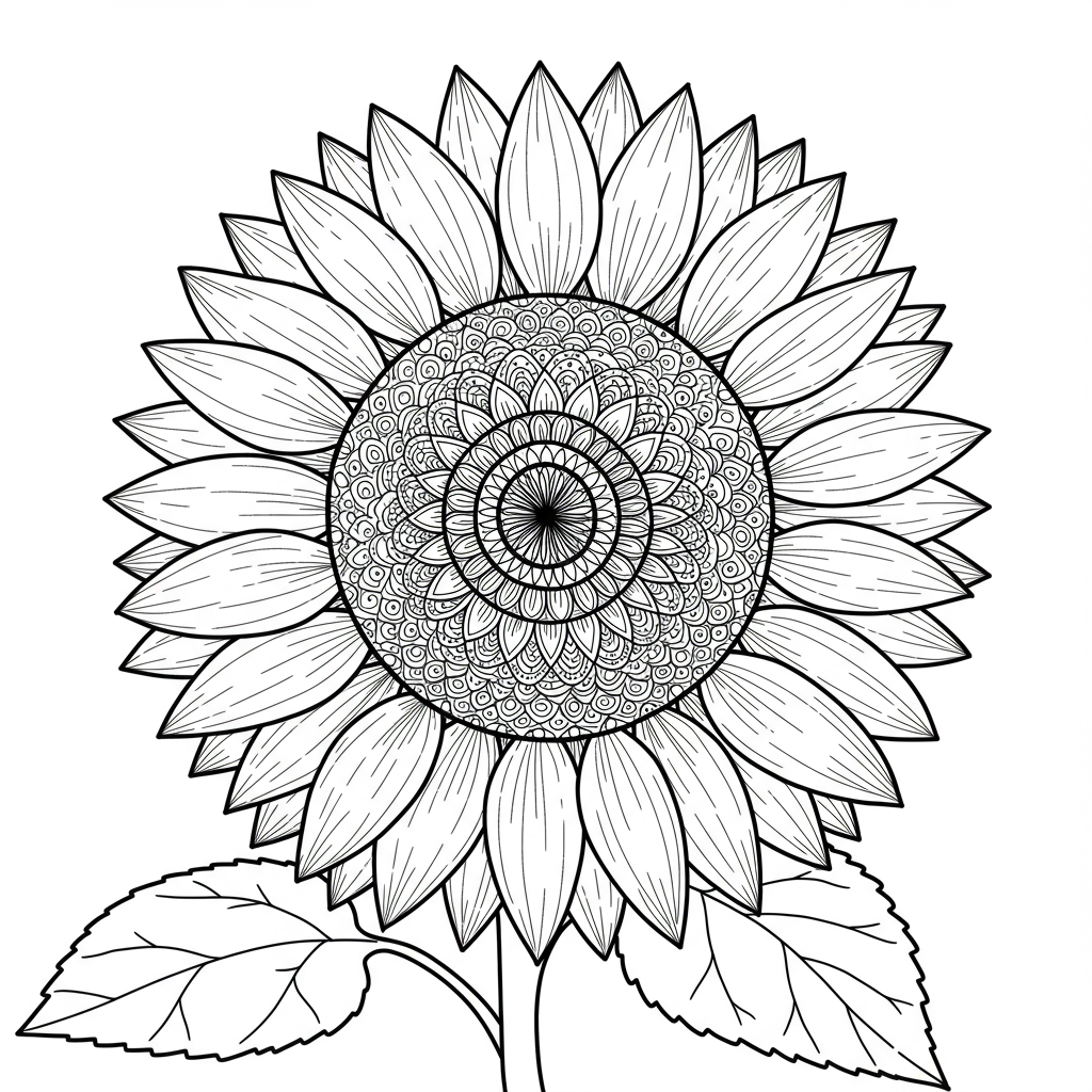 ayçiçeği mandala boyama sayfası