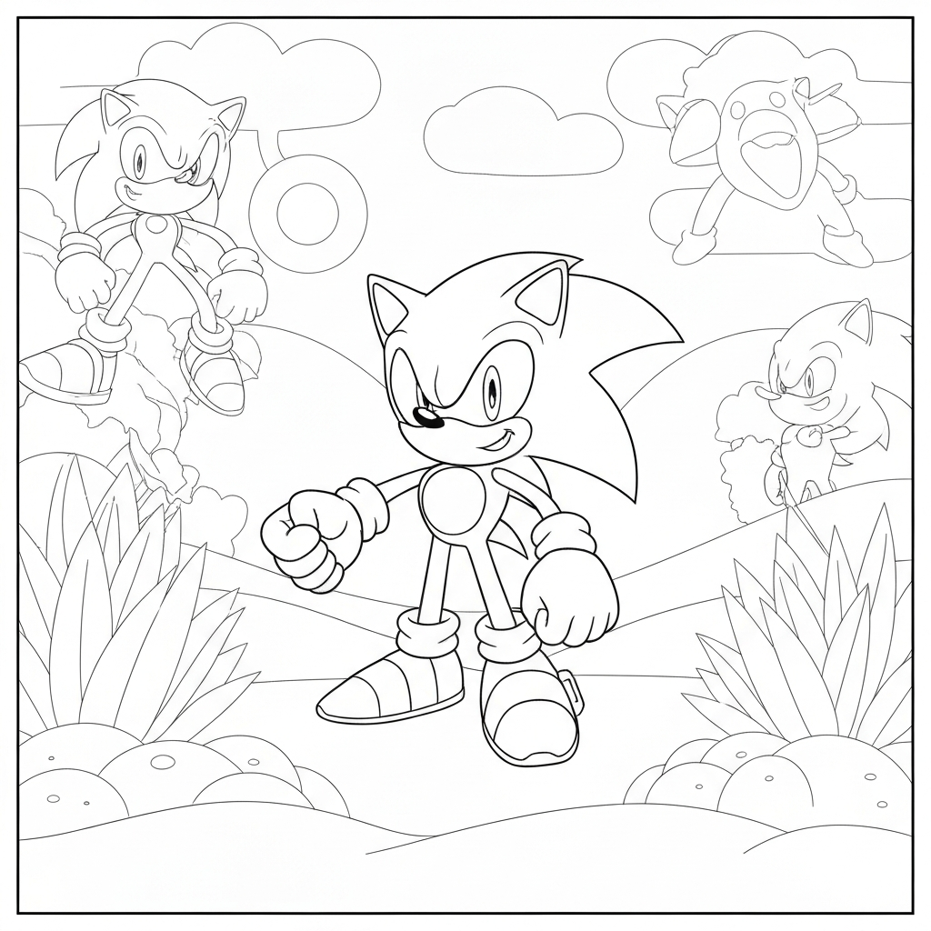 super sonic der igel Familien-Malvorlage