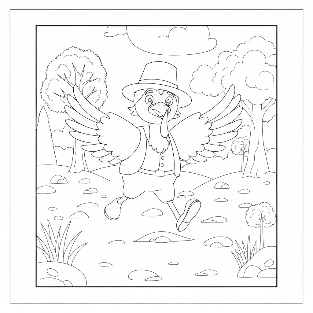 turkey action coloring page