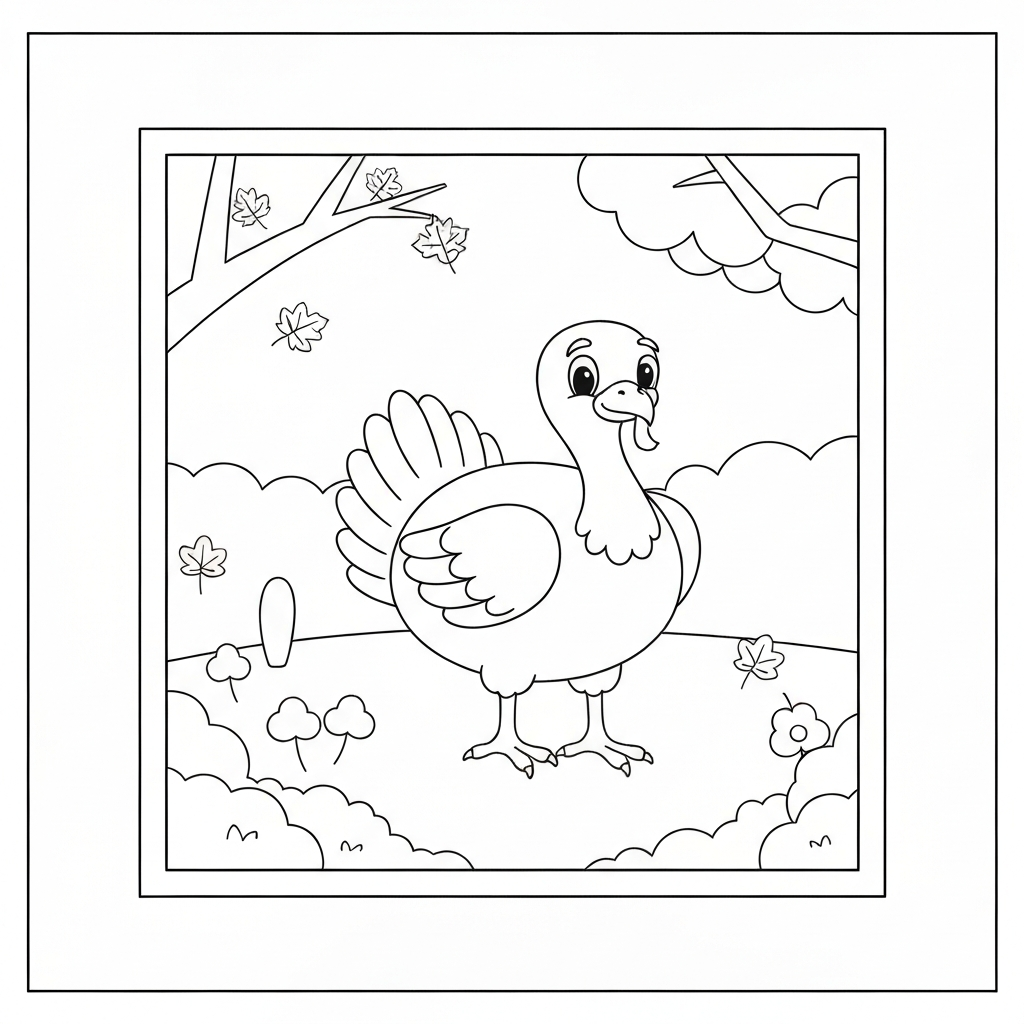 turkey cute coloring page