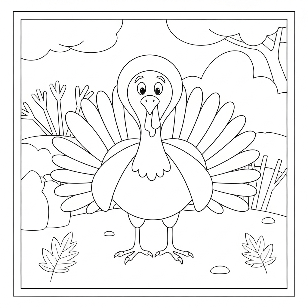 turkey detailed coloring page