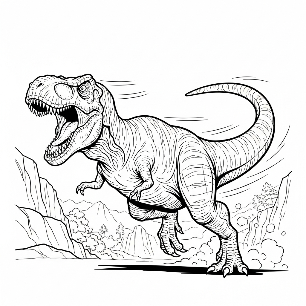 tyrannosaurus rex action coloring page