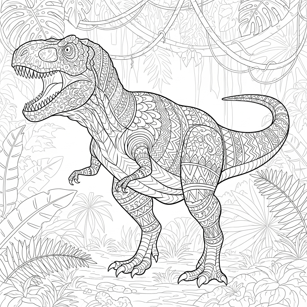 tyrannosaurus rex decorative coloring page