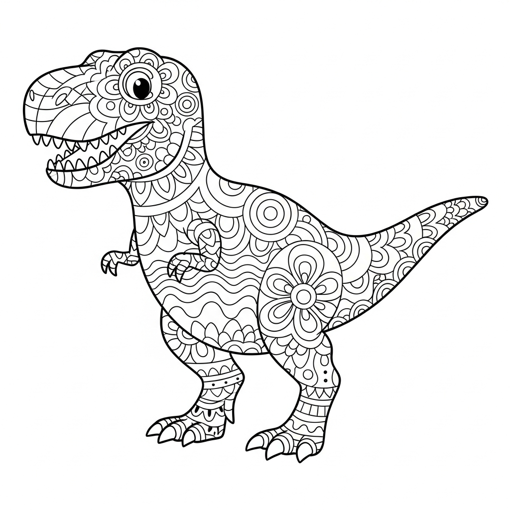 tyrannosaurus rex mandala coloring page
