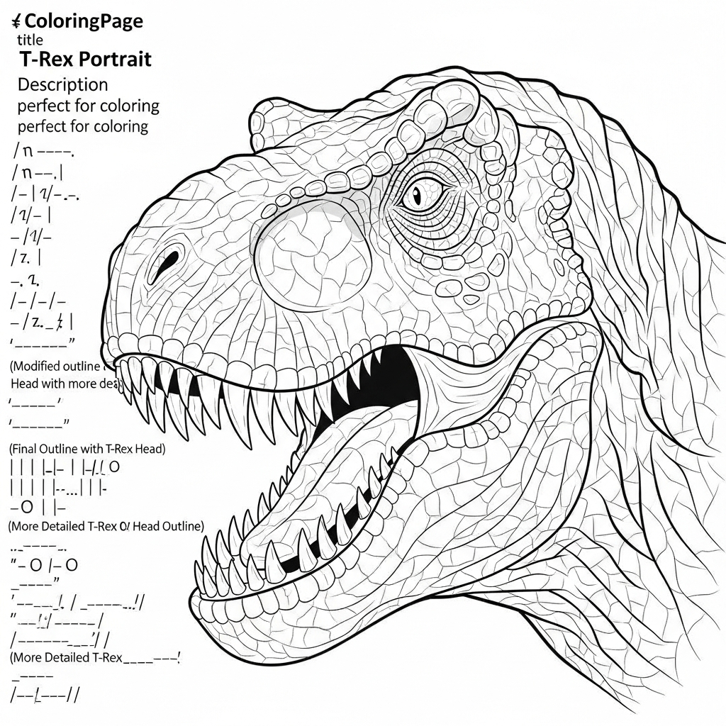 tyrannosaurus rex portrait coloring page