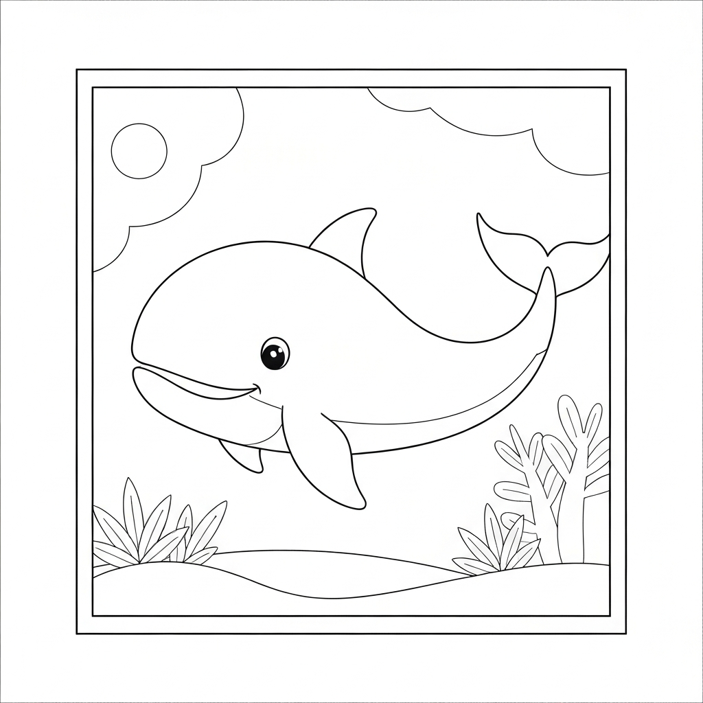 whale baby coloring page