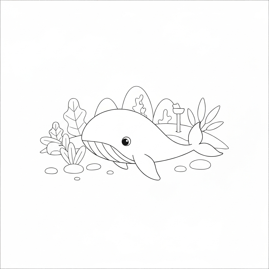 whale cartoon coloring page