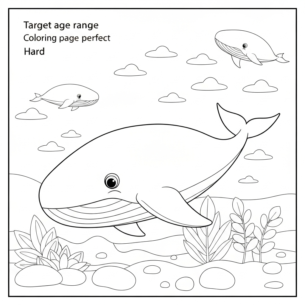 whale decorative coloring page