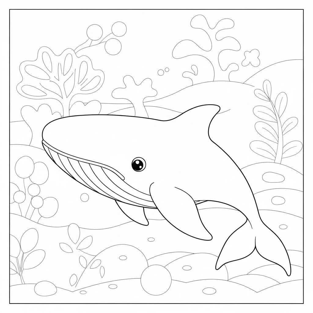 whale detailed coloring page