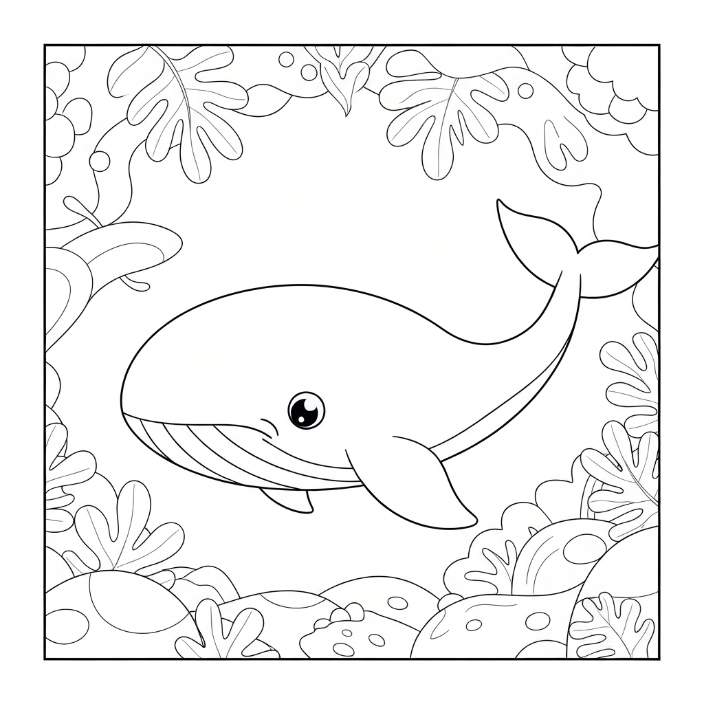 whale educational coloring page