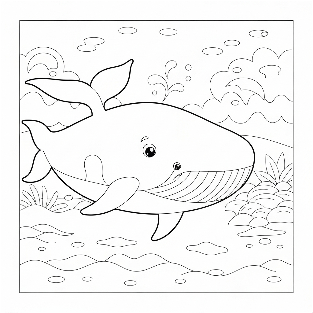 whale pattern coloring page