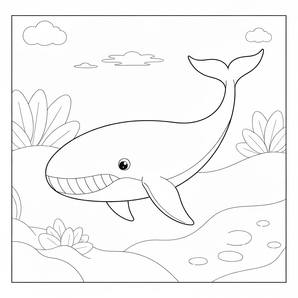whale portrait coloring page