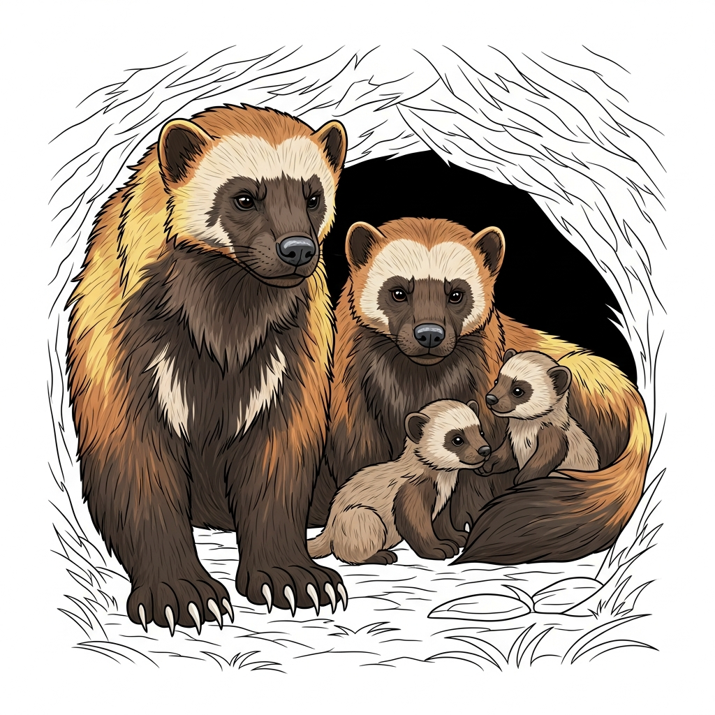 wolverine family coloring page