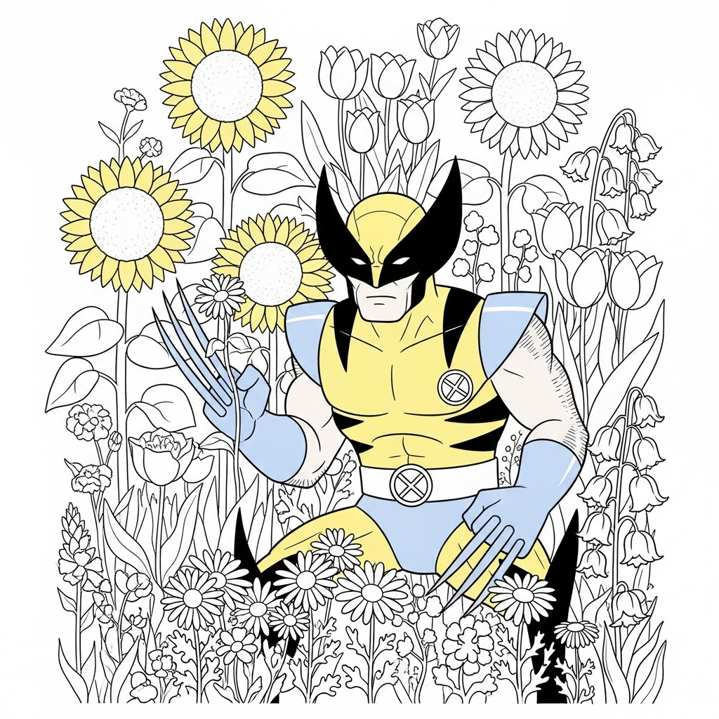 wolverine flowers coloring page