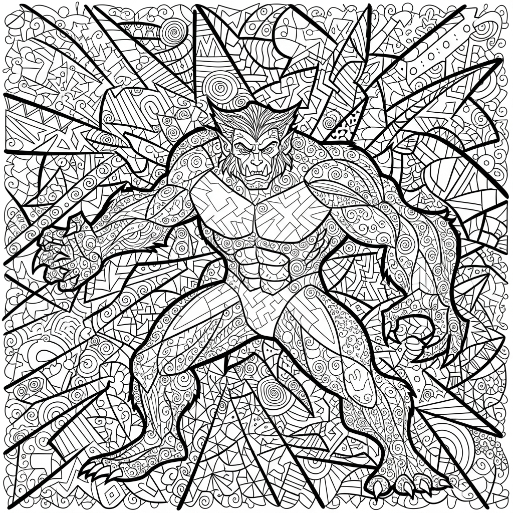 x-men beast abstract coloring page