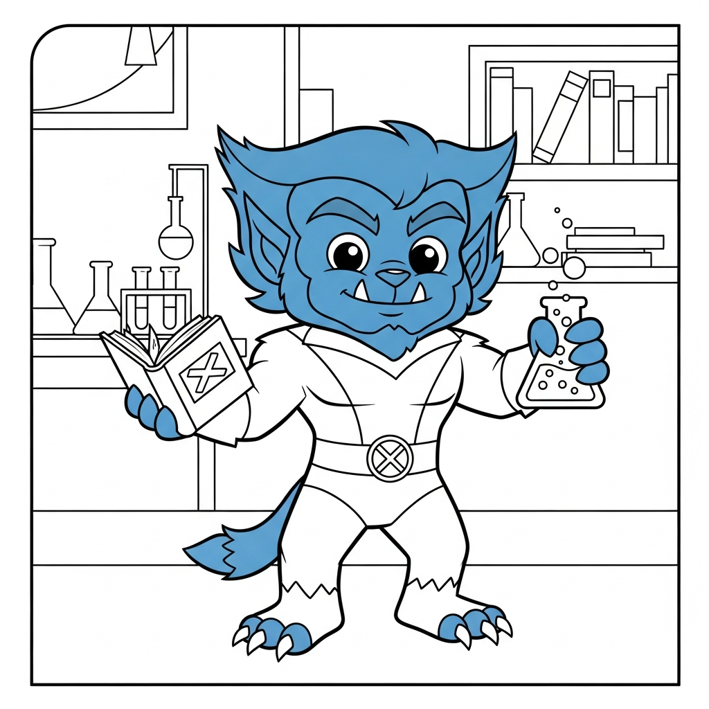 x-men beast cute coloring page