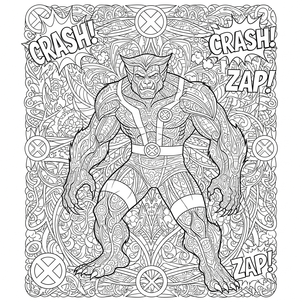 x-men beast decorative coloring page