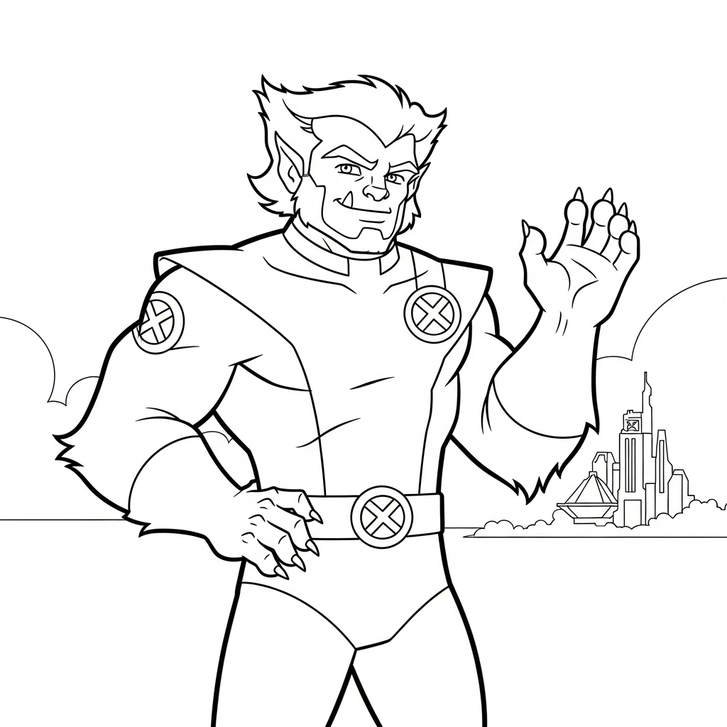 x-men beast easy coloring page