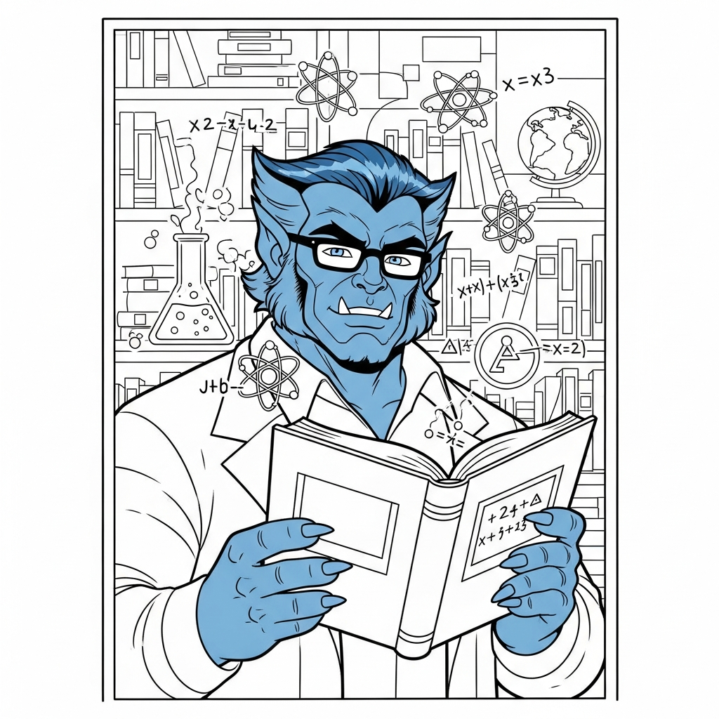 x-men beast educational coloring page