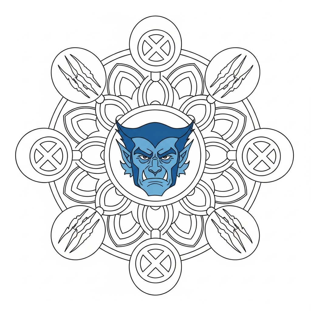x-men beast mandala coloring page