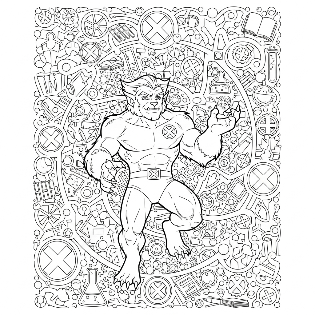 x-men beast pattern coloring page