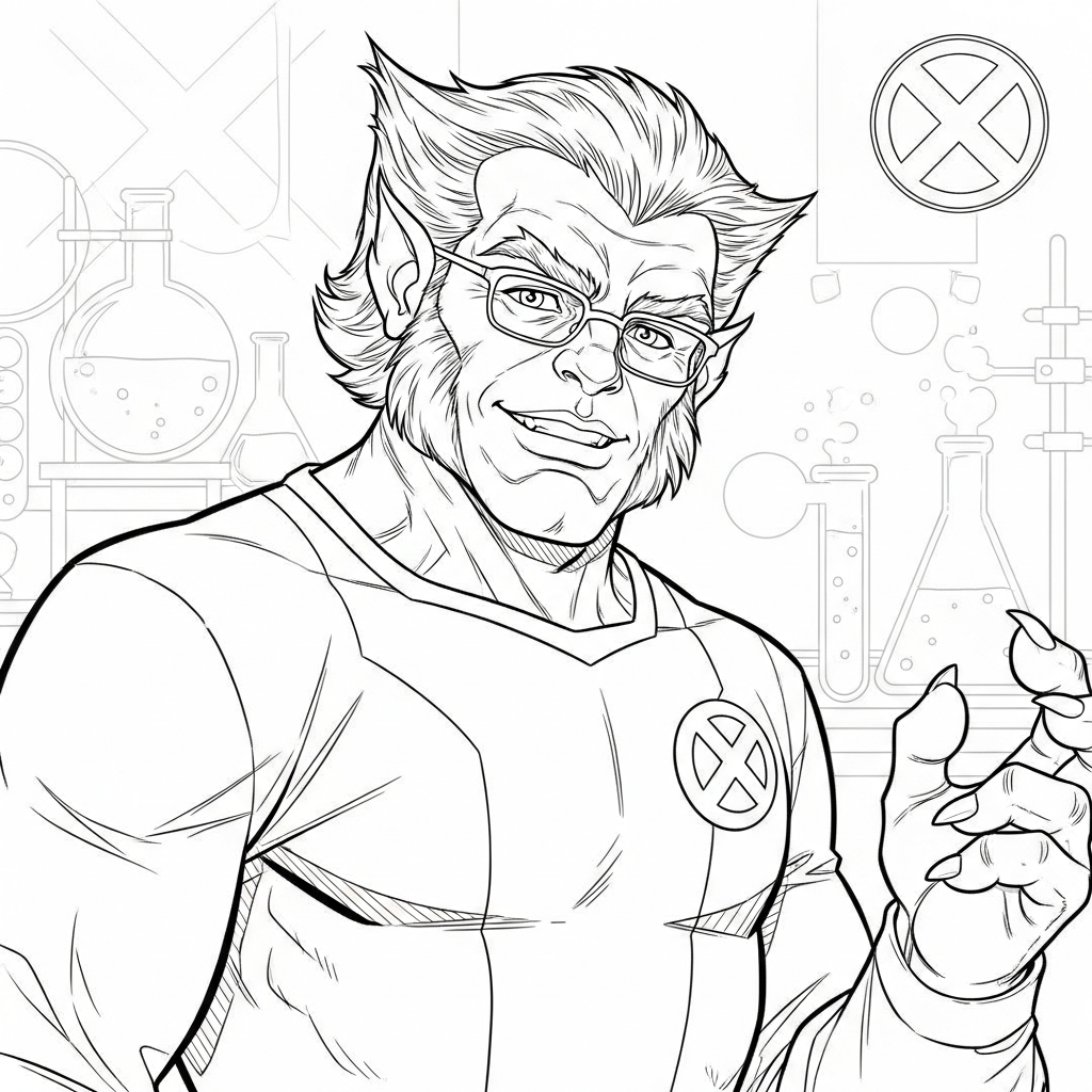 x-men beast portrait coloring page