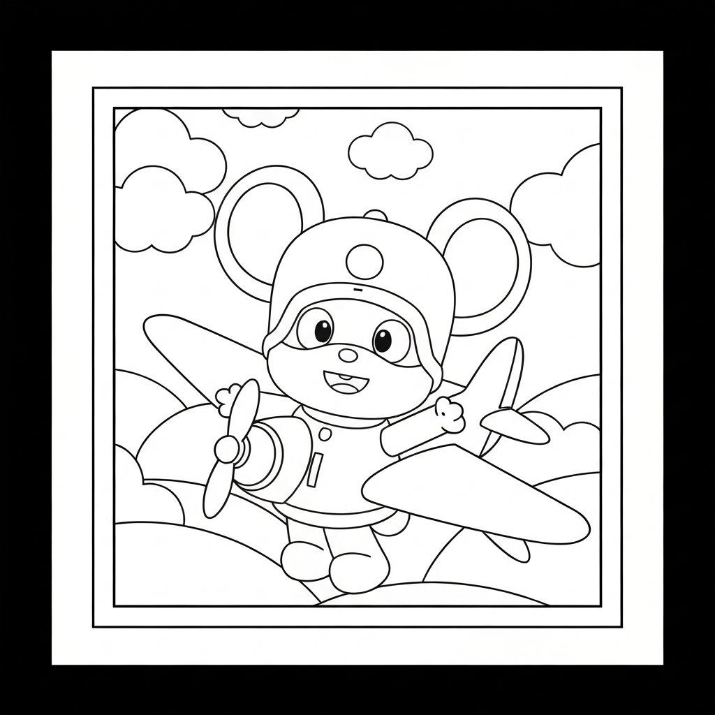 pagina da colorare bebè abc mouse pocoyo aereo